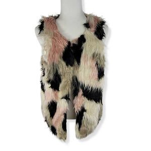 Say What sleeveless Faux Fur Vest Multi Colored  Large Juniors